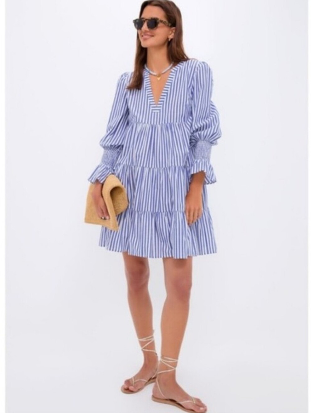 Tuckernuck Pomander Place Kenzo Blue White Striped Cotton Poplin Dress Size S